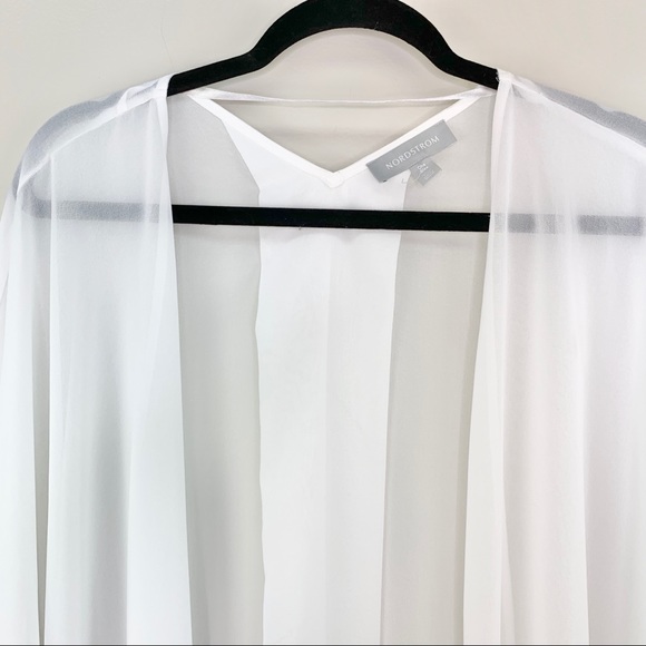 Nordstrom Chiffon Cardigan White One Size - Picture 3 of 8